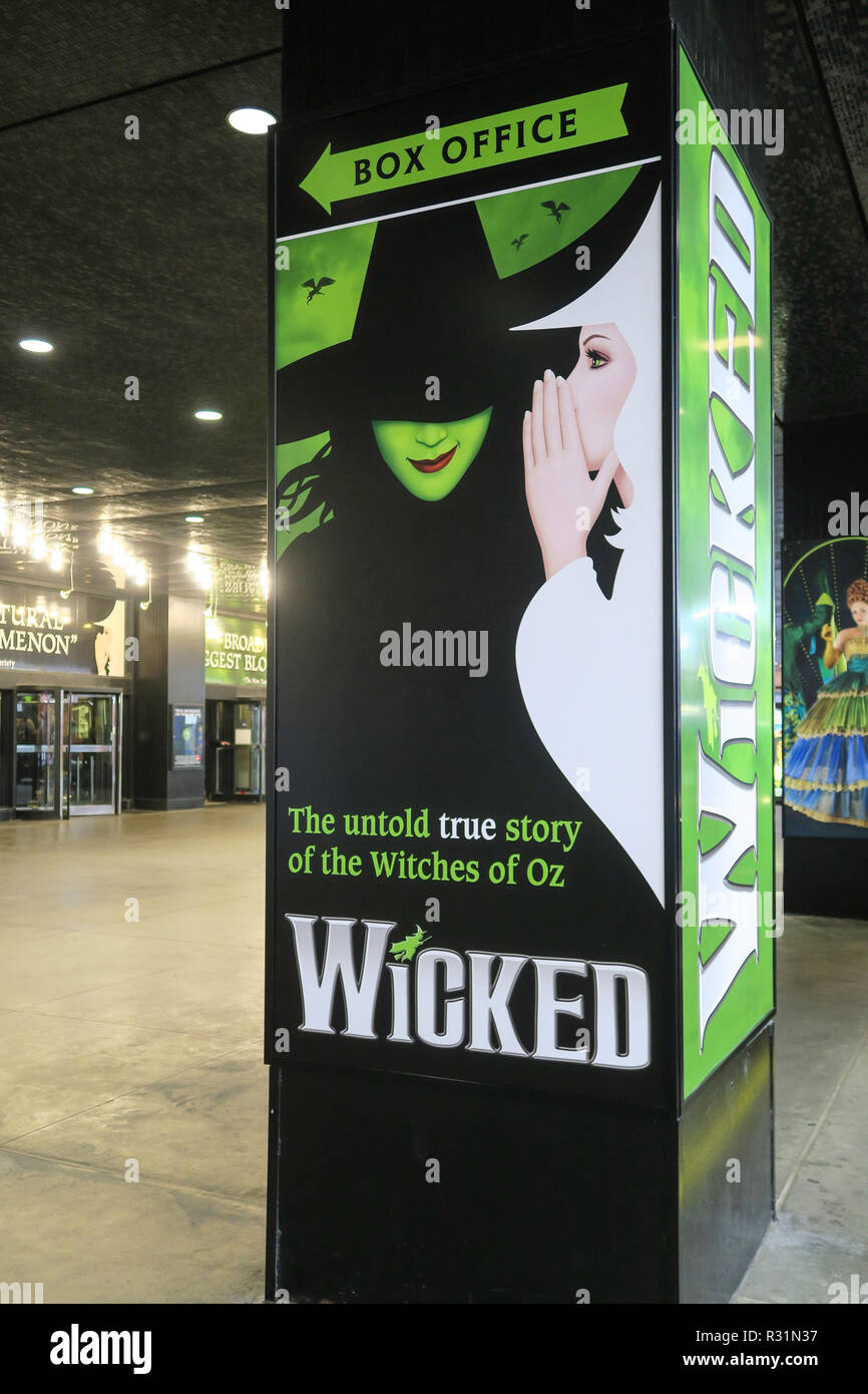 Wicked, the musical, underground entrance at the Gershwin theatre, NYC, USA Stock Photo