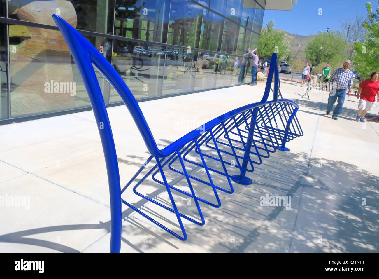blue bike rack