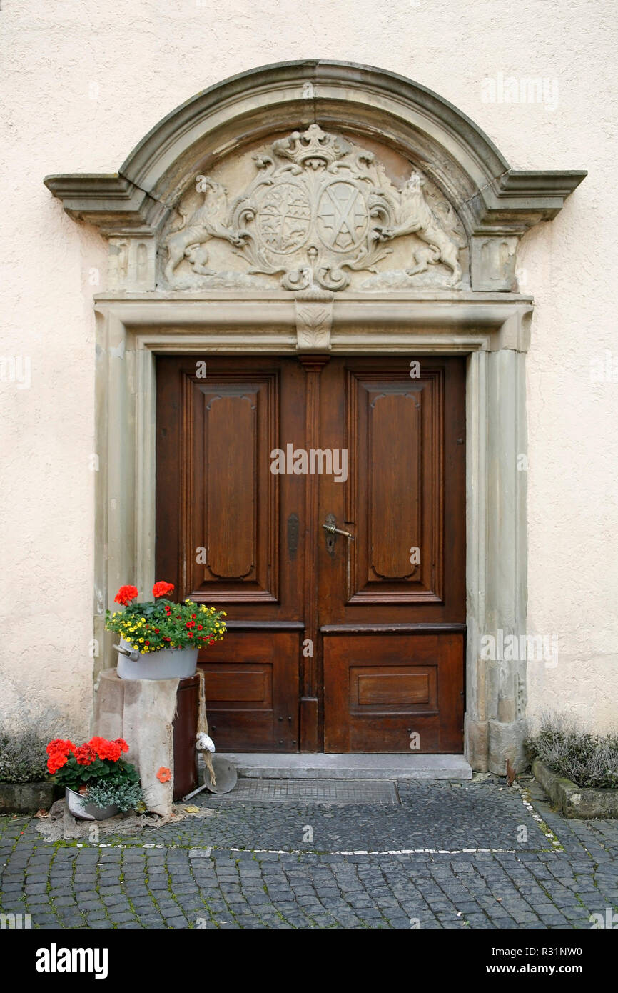noble decorated entrance door Stock Photo