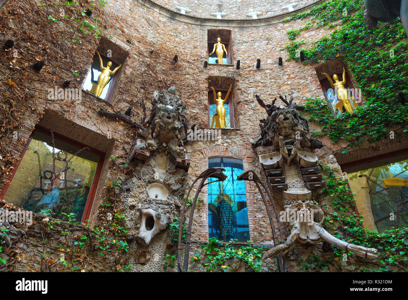 Figueres, Spain - June 17, 2014: Fragment of Main courtyard in Dali's Theatre - Museum building, opened on September 28, 1974 and housing the largest  Stock Photo