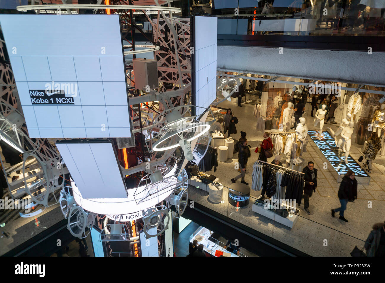 Shoppers and visitors flock to the newly opened Nike flagship