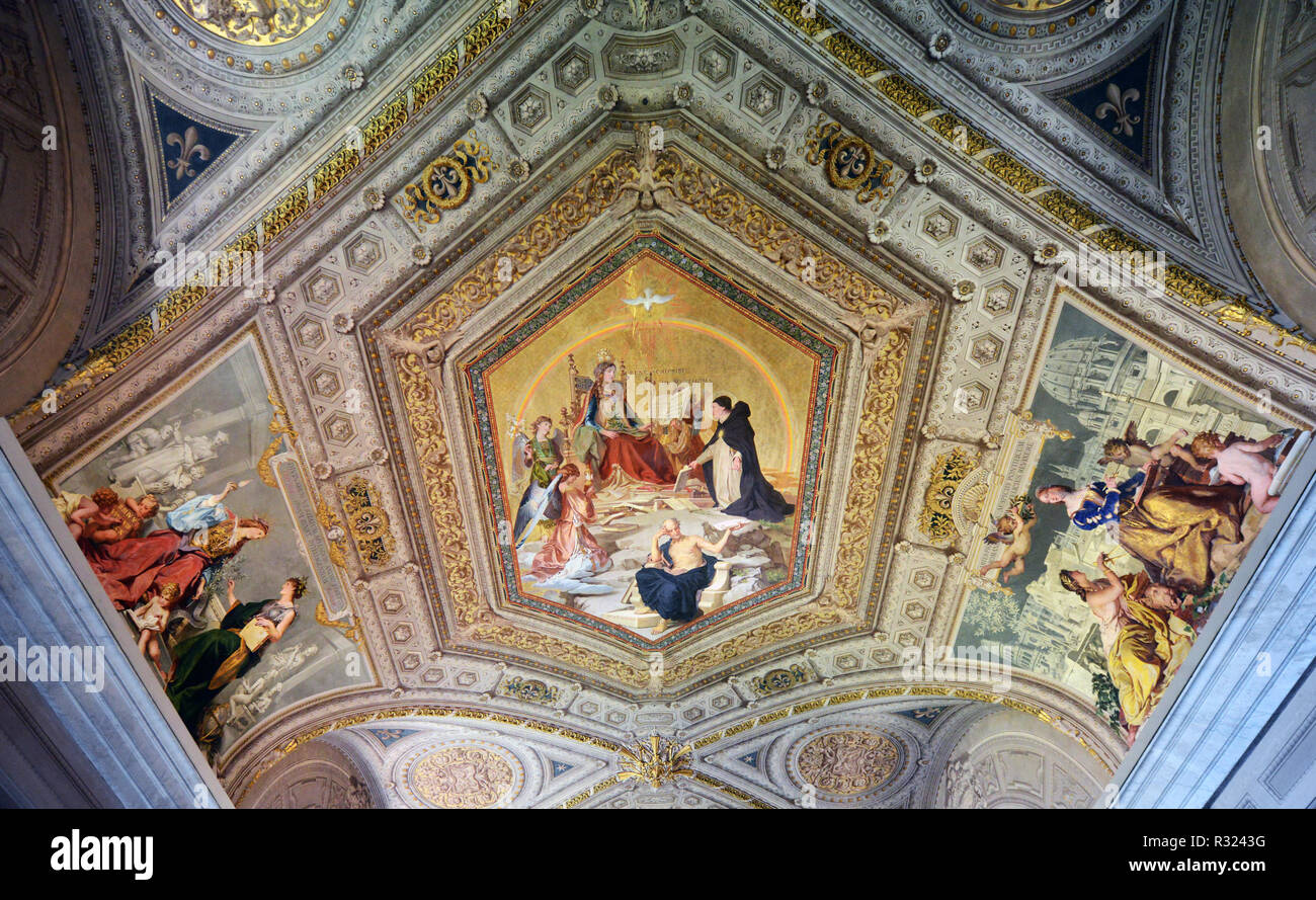 Beautiful Ceiling Art At The Vatican Museum In Rome Stock