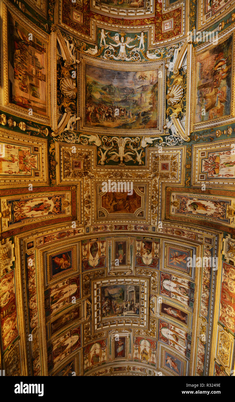 Exquisite Ceiling art in the Vatican museum. Stock Photo