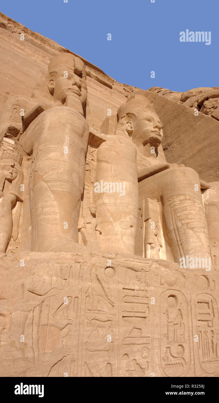 stone sculptures at abu simbel temples in egypt Stock Photo