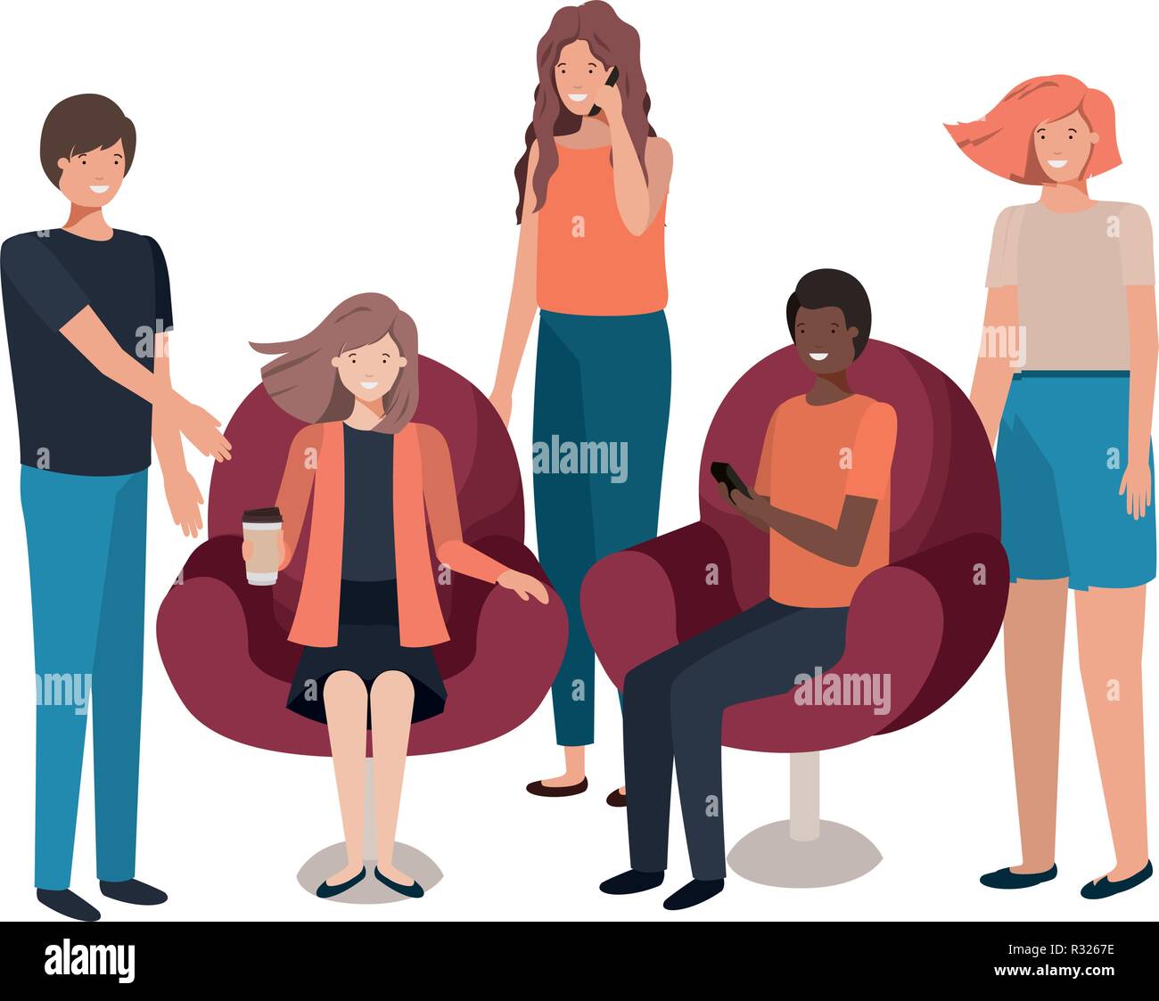 group of people using smartphone Stock Vector Image & Art - Alamy