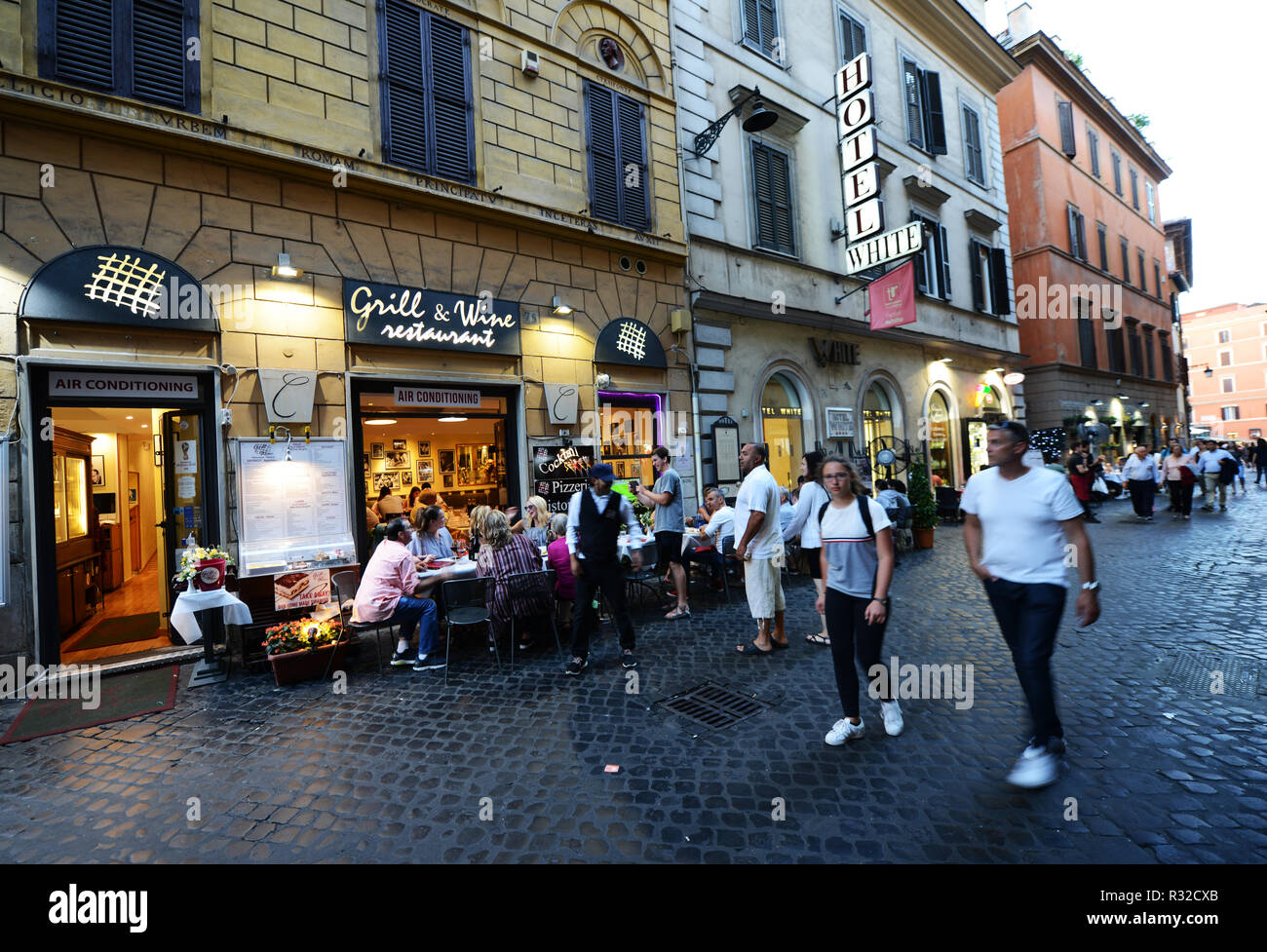 The Grill & Wine restaurant on Via In Arcione in Rome. Stock Photo