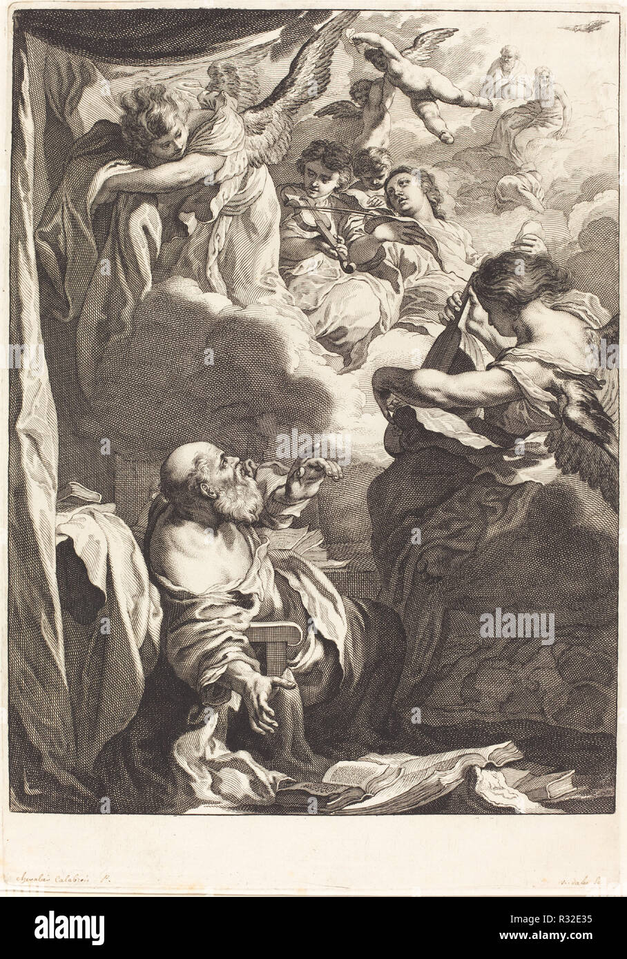 The Ecstasy of Saint Paul. Dated: c. 1655. Dimensions: plate: 41.8 x 29 cm (16 7/16 x 11 7/16 in.)  sheet: 52.5 x 39 cm (20 11/16 x 15 3/8 in.). Medium: engraving and etching on laid paper [proof]. Museum: National Gallery of Art, Washington DC. Author: JEREMIAS FALCK. Stock Photo