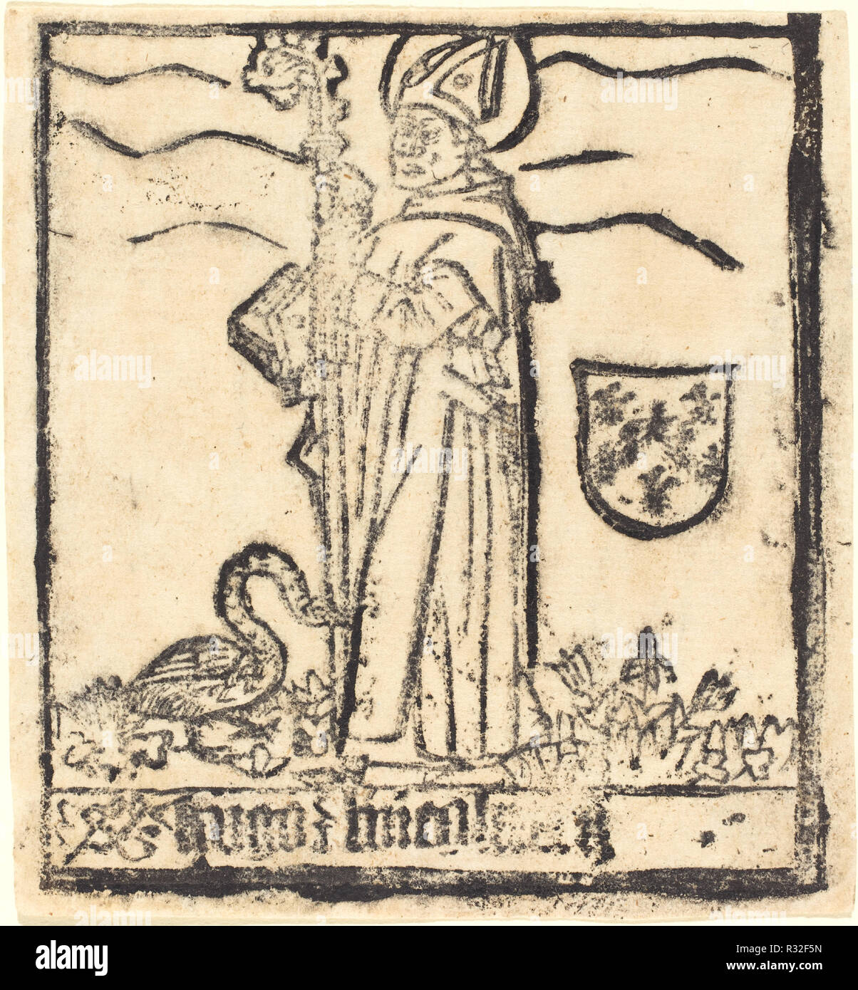 Saint Hugo of Lincoln (or Saint Hugo of Avalon). Dated: probably 1460/1480. Medium: woodcut. Museum: National Gallery of Art, Washington DC. Author: German 15th Century. Stock Photo