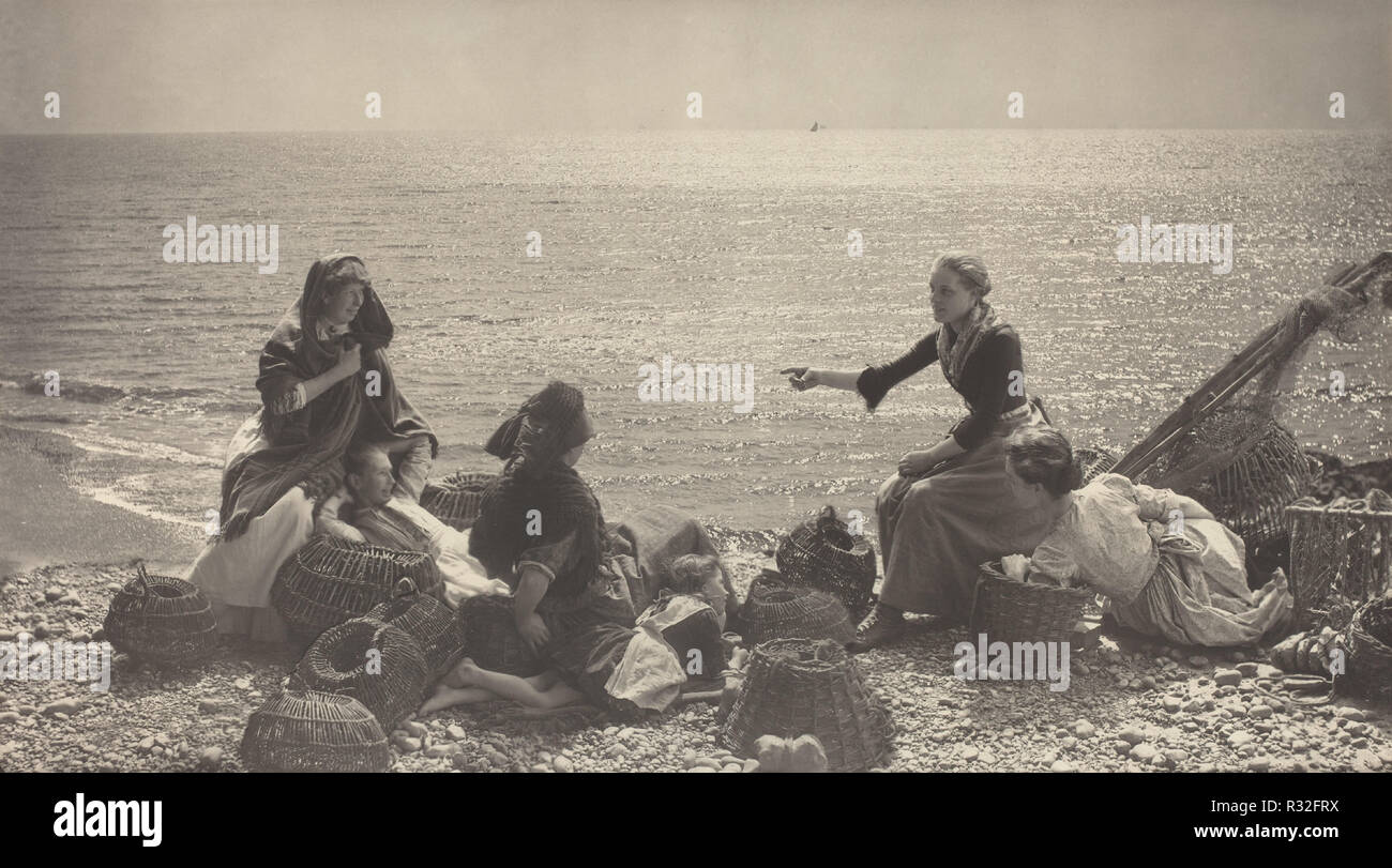 Gossip on the Beach. Dated: c. 1885. Dimensions: overall: 35 x 62.8 cm (13 3/4 x 24 3/4 in.). Medium: platinum print. Museum: National Gallery of Art, Washington DC. Author: Henry Peach Robinson. Stock Photo