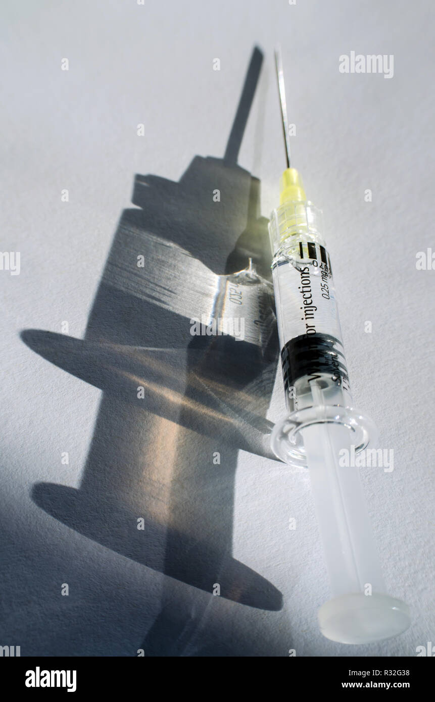 Medical Syringe. Injection. Treatment Drugs Syringe. Medicine Stock