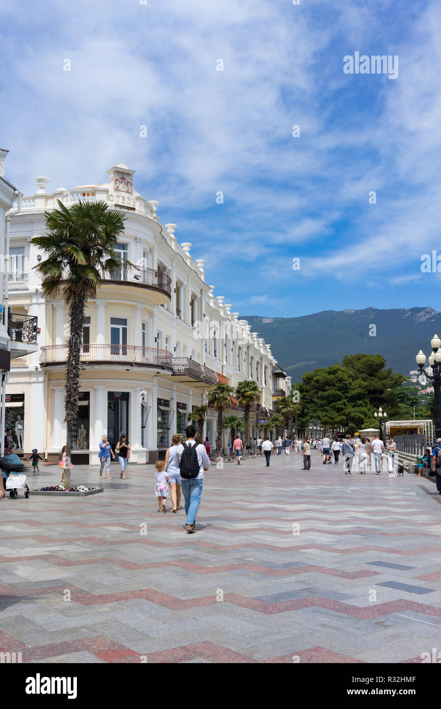 Yalta, Crimea-may 30, 2018: The urban landscape of architectural landmarks. Stock Photo