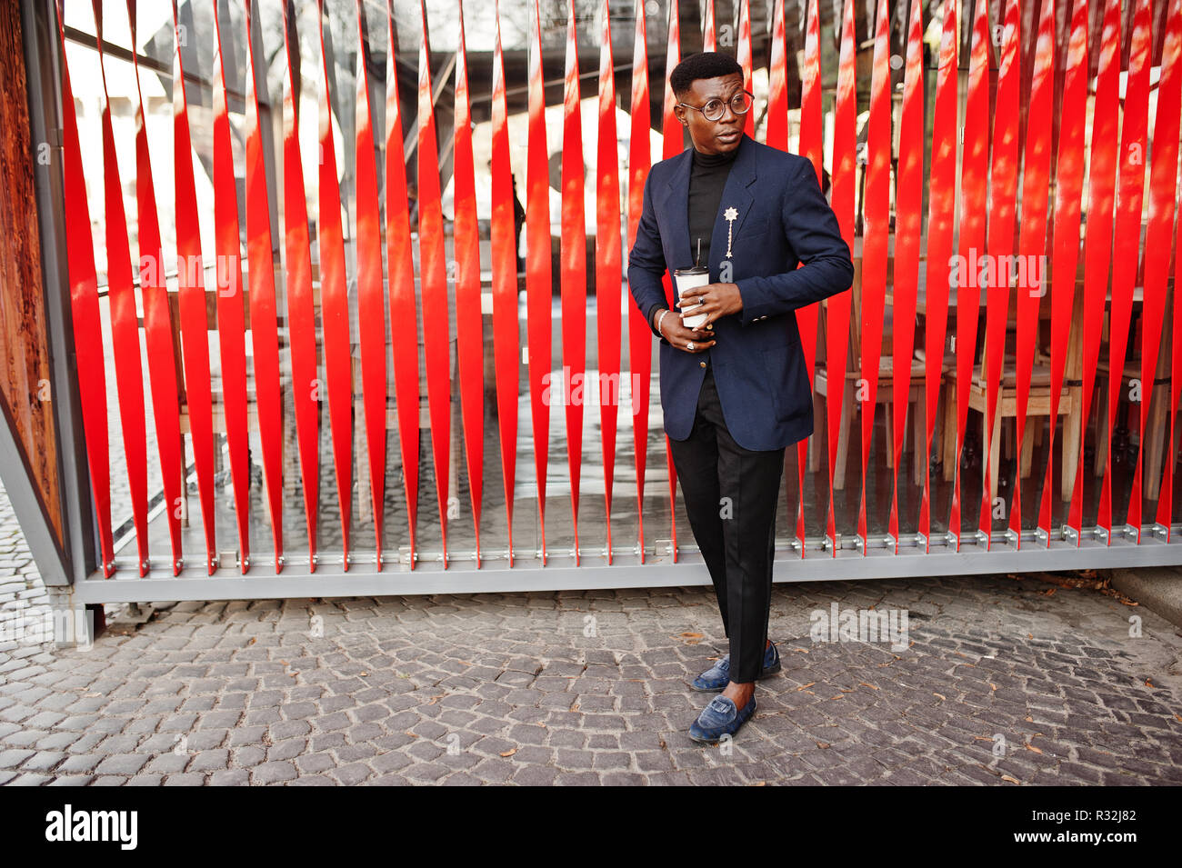Blue blazer black clearance turtleneck
