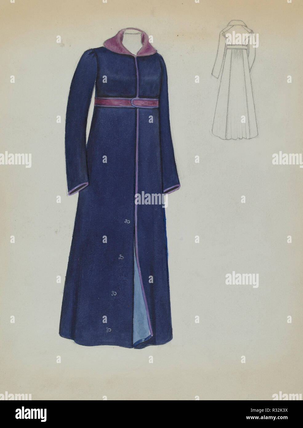 Coat. Dated: 1935/1942. Dimensions: overall: 30 x 22.9 cm (11 13/16 x 9 in.). Medium: watercolor and graphite on paper. Museum: National Gallery of Art, Washington DC. Author: Jessie M. Benge. Stock Photo