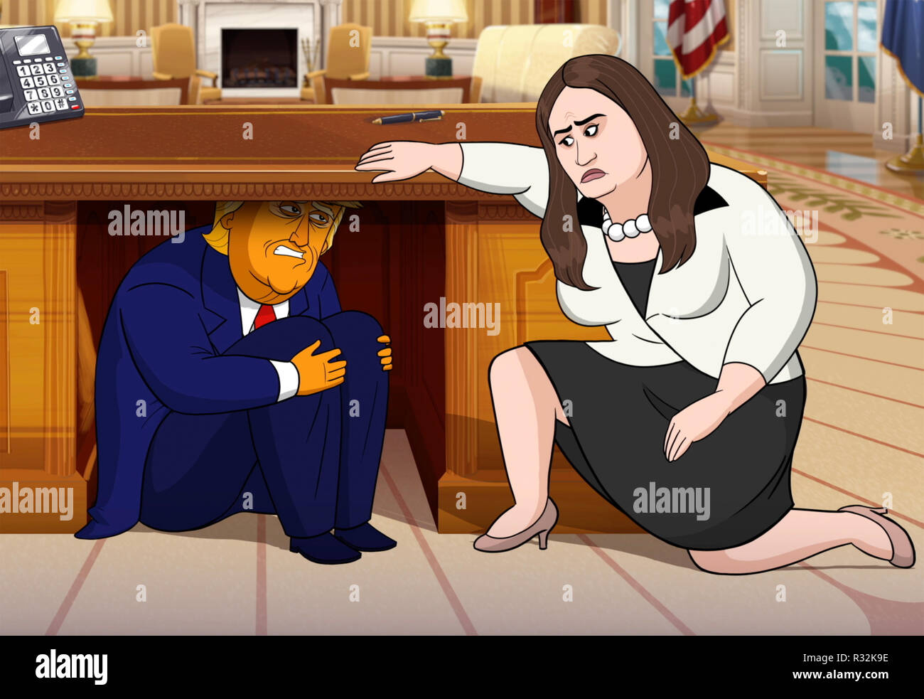 OUR CARTOON PRESIDENT, from left: Donald Trump (voiced by Jeff Bergman),  Sarah Huckabee Sanders (voiced by