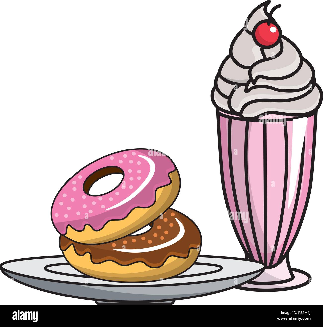 Donuts and milkshake design, Fast food urban menu dinner lunch and