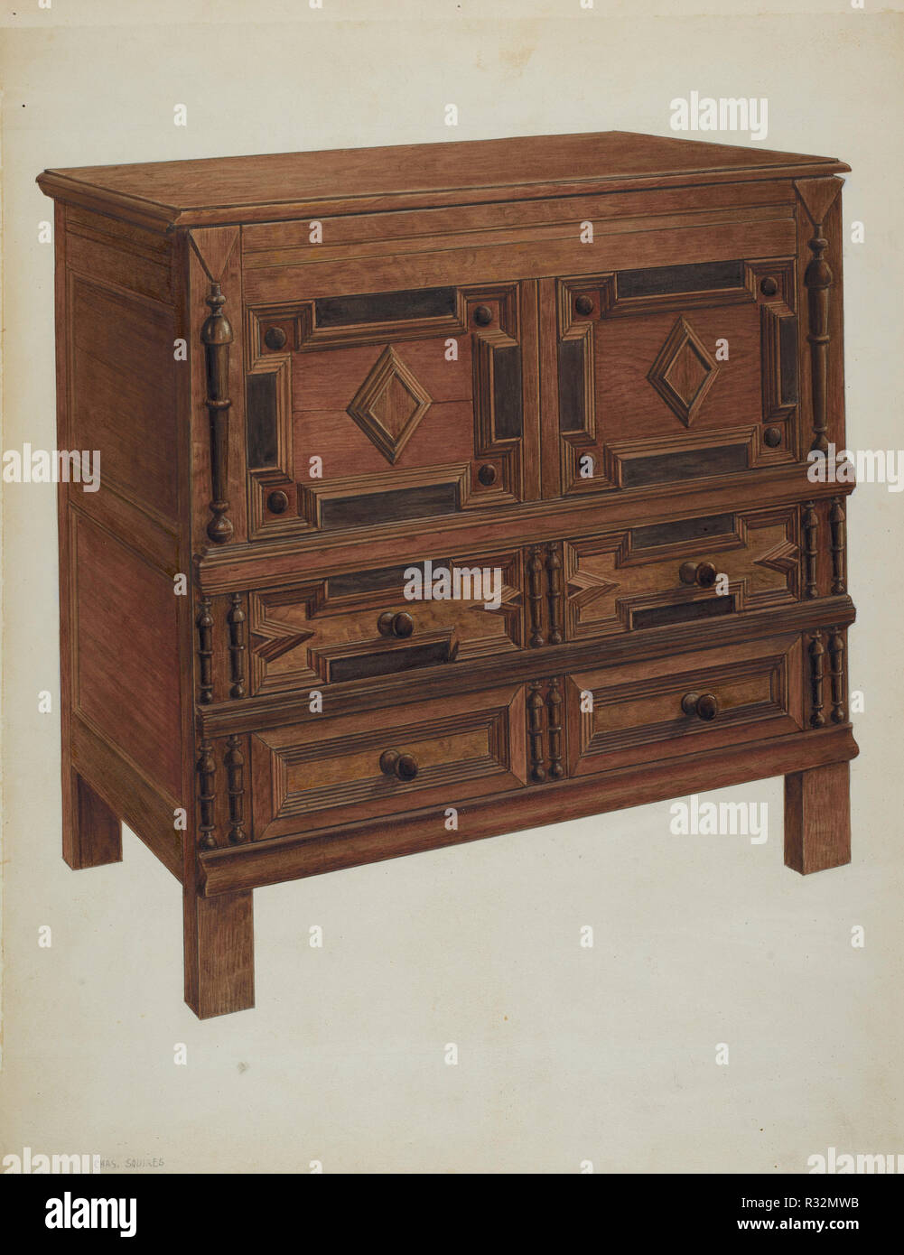 Chest With Two Drawers Dated C 1939 Dimensions Overall 45 5