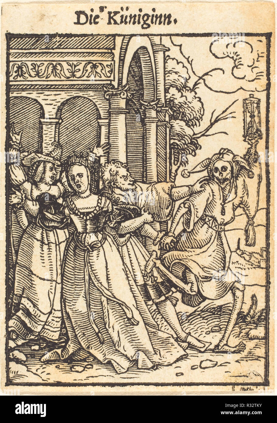 Queen. Medium: woodcut. Museum: National Gallery of Art, Washington DC. Author: Hans Holbein the Younger. Stock Photo