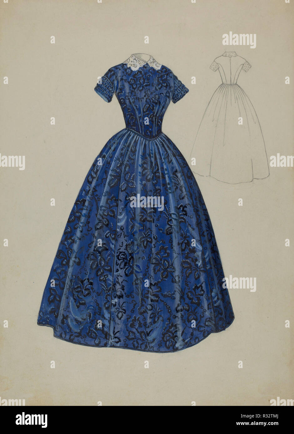 Dress. Dated: c. 1936. Dimensions: overall: 30.7 x 22.8 cm (12 1/16 x 9 in.). Medium: watercolor, graphite, and gouache on paperboard. Museum: National Gallery of Art, Washington DC. Author: Jessie M. Benge. Stock Photo