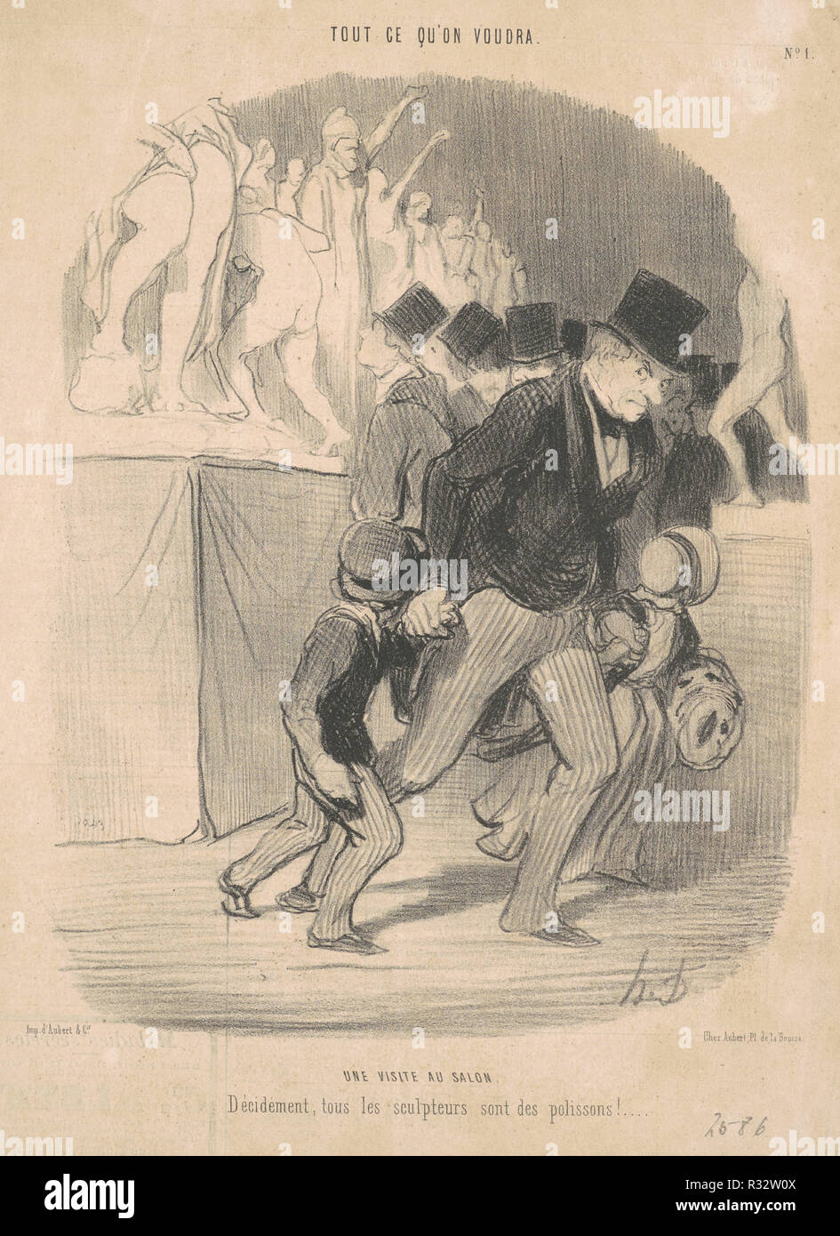 Tout ce qu'on voudra. Dated: 19th century. Medium: lithograph. Museum: National Gallery of Art, Washington DC. Author: HONORÉ DAUMIER. Stock Photo