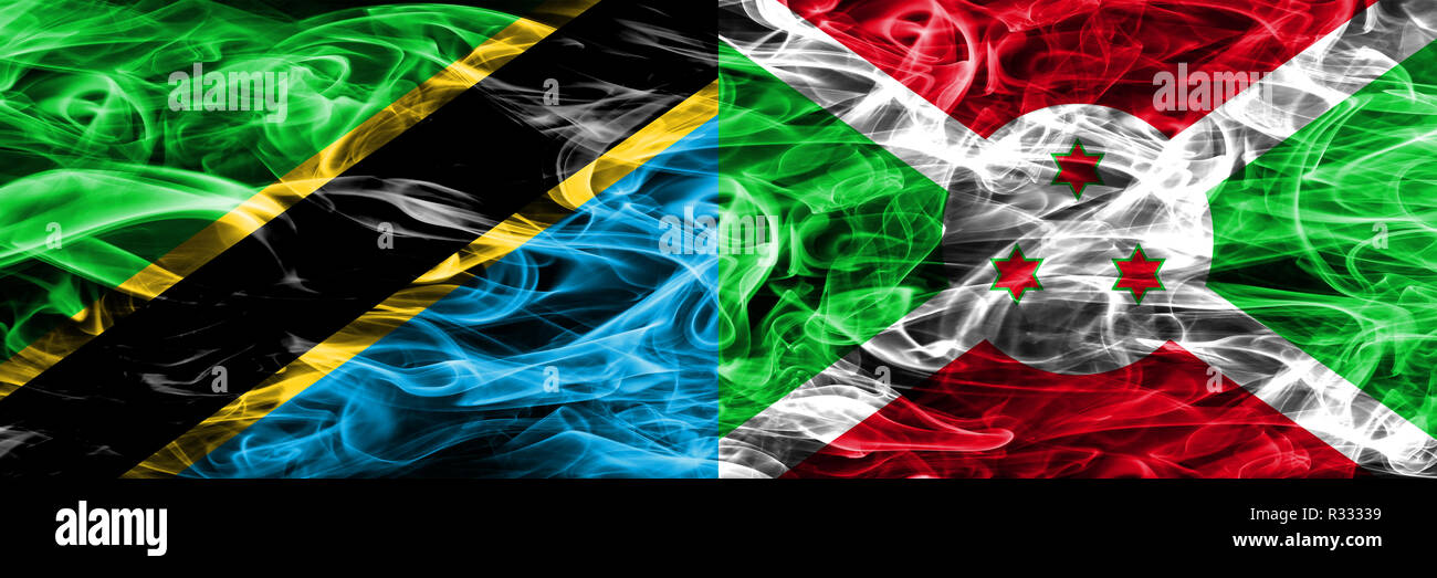 Tanzania Vs Burundi Burundian Smoke Flags Placed Side By Side Thick Colored Silky Smoke Flags Of Tanzanian And Burundi Burundian Stock Photo Alamy