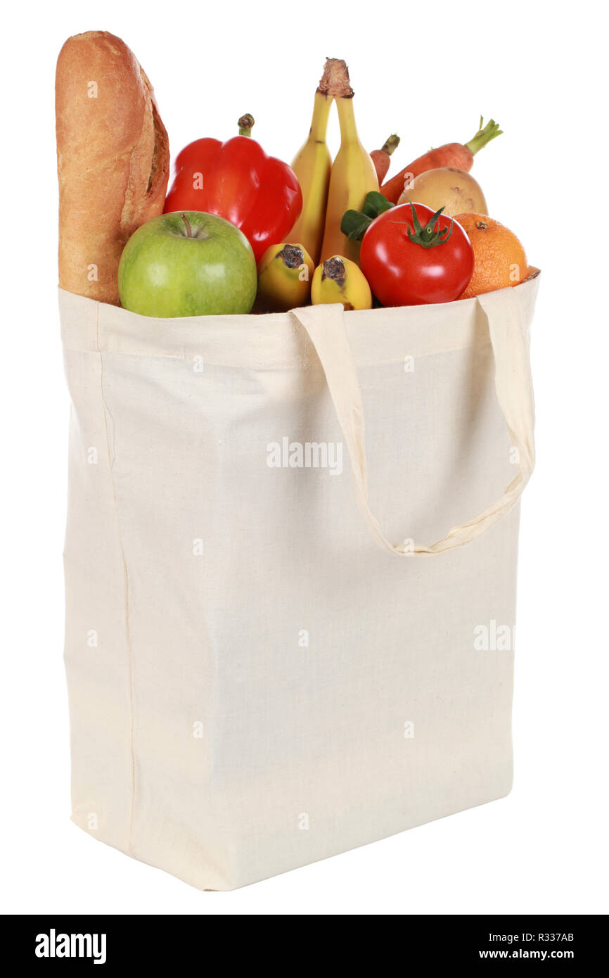 bag with fruits and vegetables Stock Photo