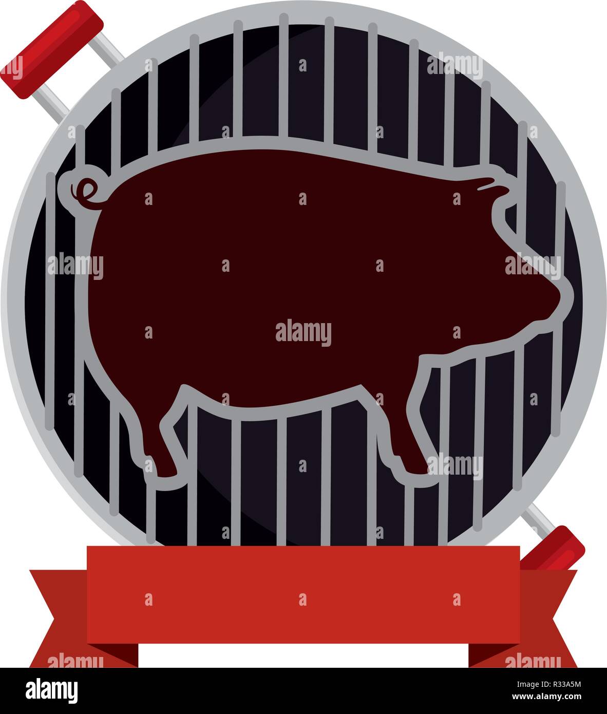 bbq grill oven with pig silhouette vector illustration design Stock Vector