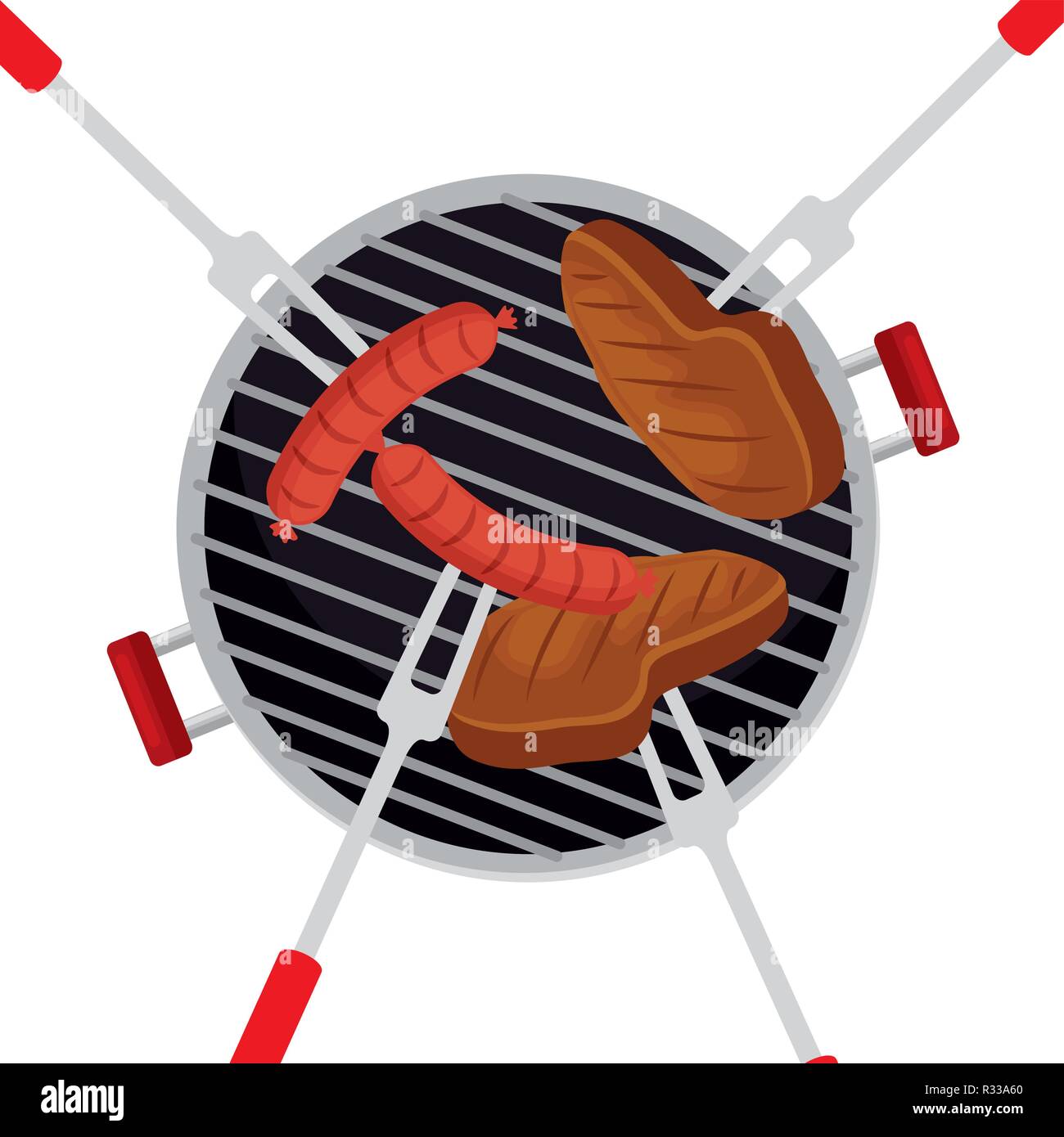 bbq grill with meat beef vector illustration design Stock Vector Image ...