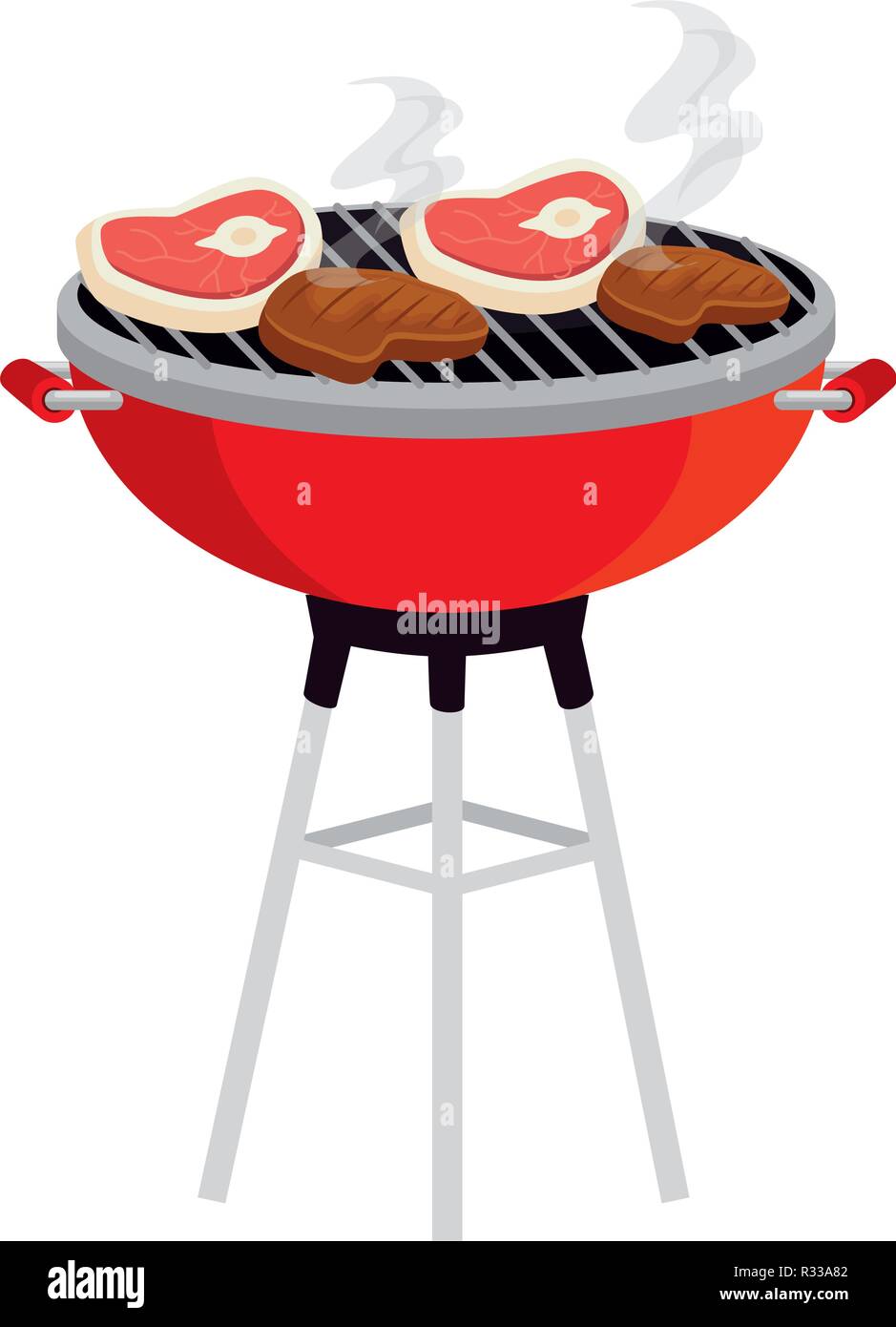 Bbq set barbecue equipment and meat icon Vector Image