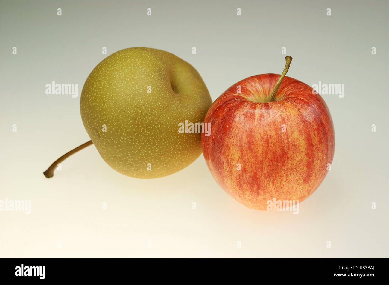 nashi pear with red apple Stock Photo