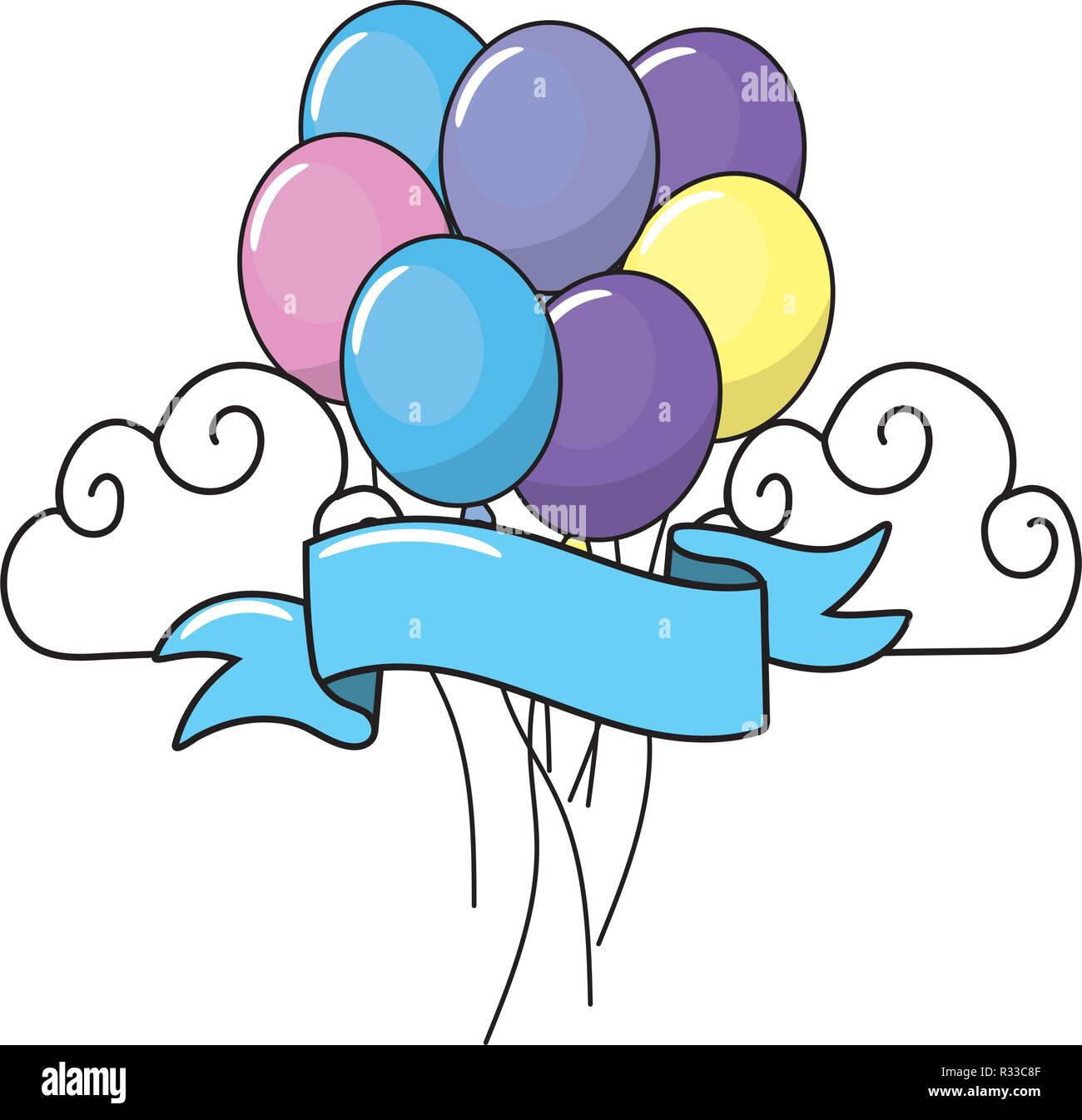 Cute Color With Blue Ribbon Over Clouds Balloons Cartoon Vector Illustration Graphic Design Stock Vector Image Art Alamy https www alamy com cute color with blue ribbon over clouds balloons cartoon vector illustration graphic design image225654255 html