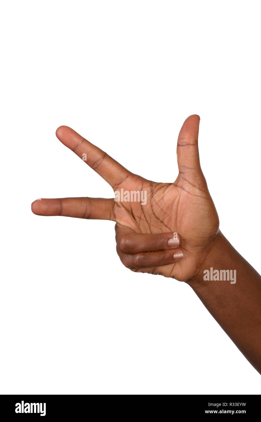 hand shows three fingers Stock Photo