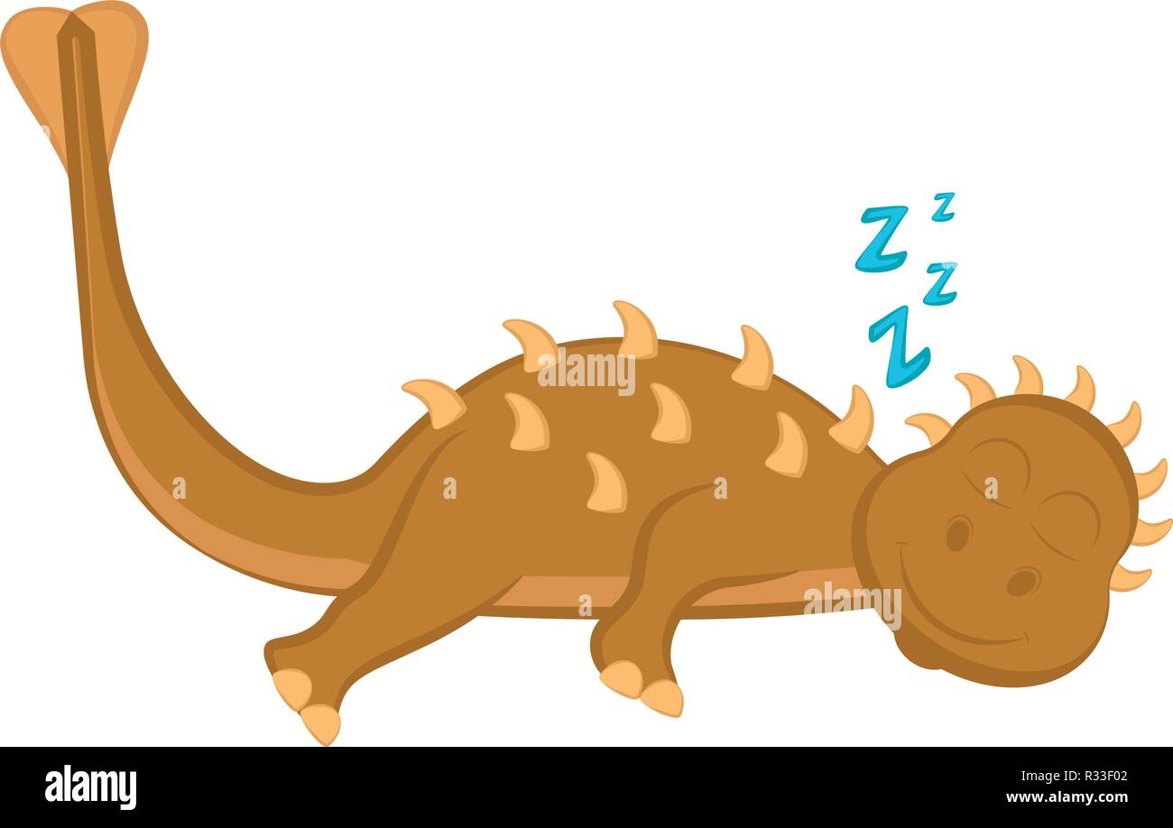 Cute dinosaur cartoon character sleeping Stock Vector