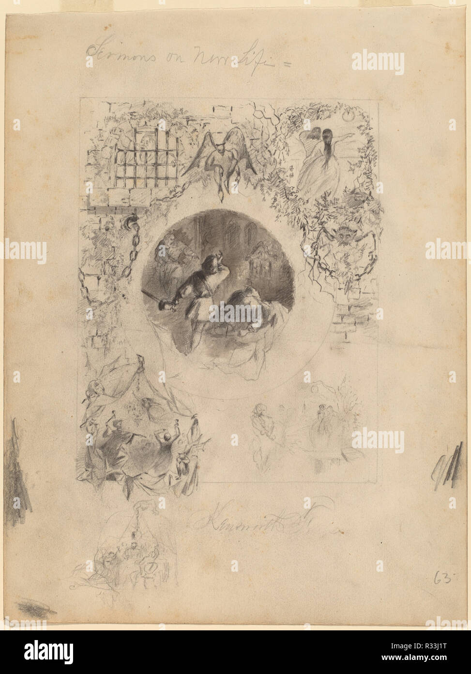 Title Page for Kensworth. Dimensions: sheet (approximate): 28 × 21.1 cm (11 × 8 5/16 in.). Medium: graphite with gray wash. Museum: National Gallery of Art, Washington DC. Author: Alfred E. Hubbard. Stock Photo