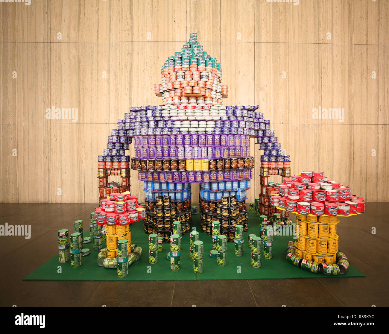 Food sculpture presented at 26th Annual NYC Canstruction competition in