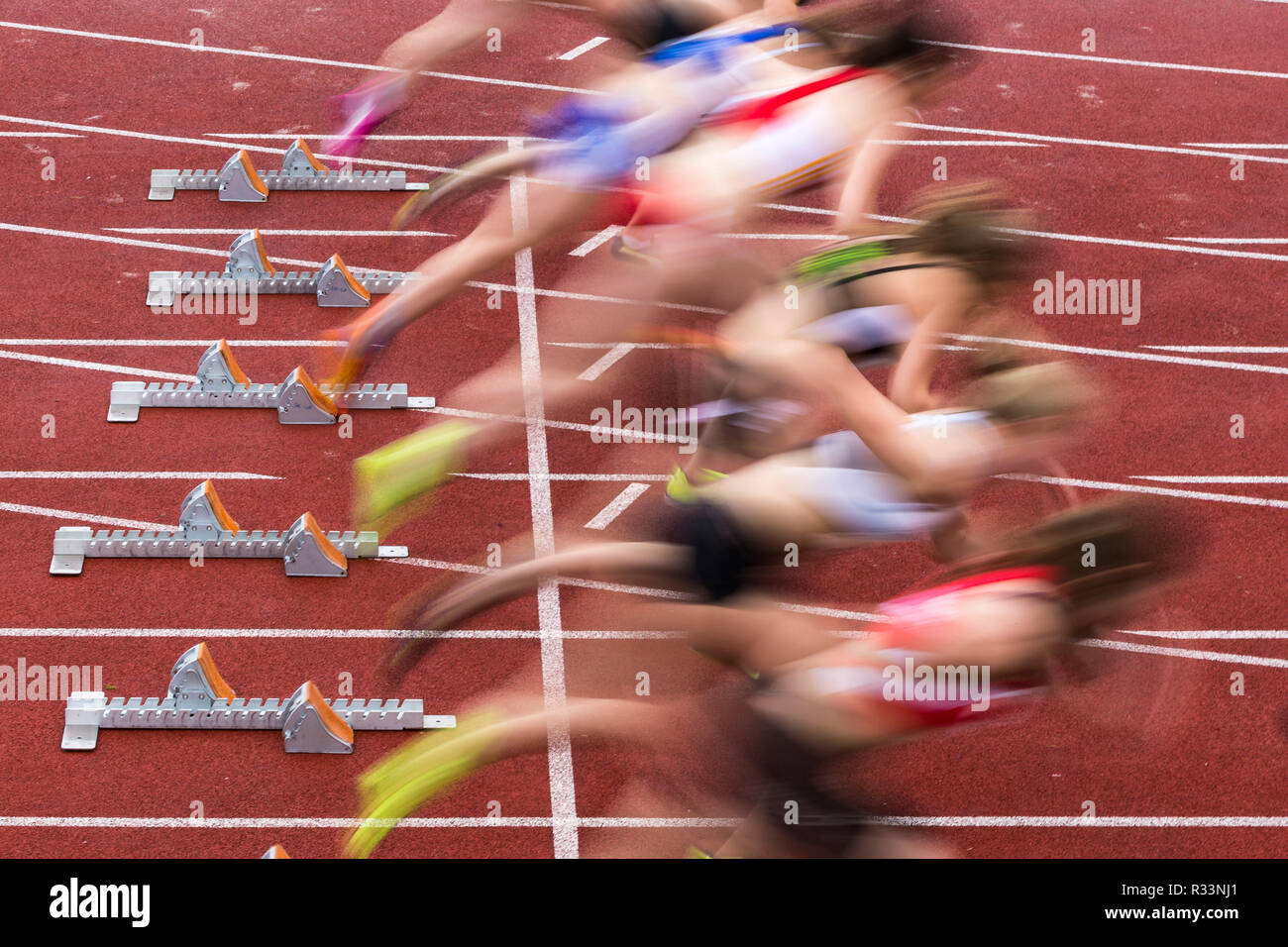 sprint start in track and field Stock Photo