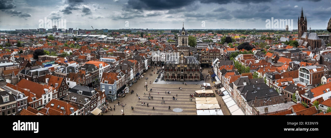 The town of Delft, Holland.  View from above, Europe Stock Photo