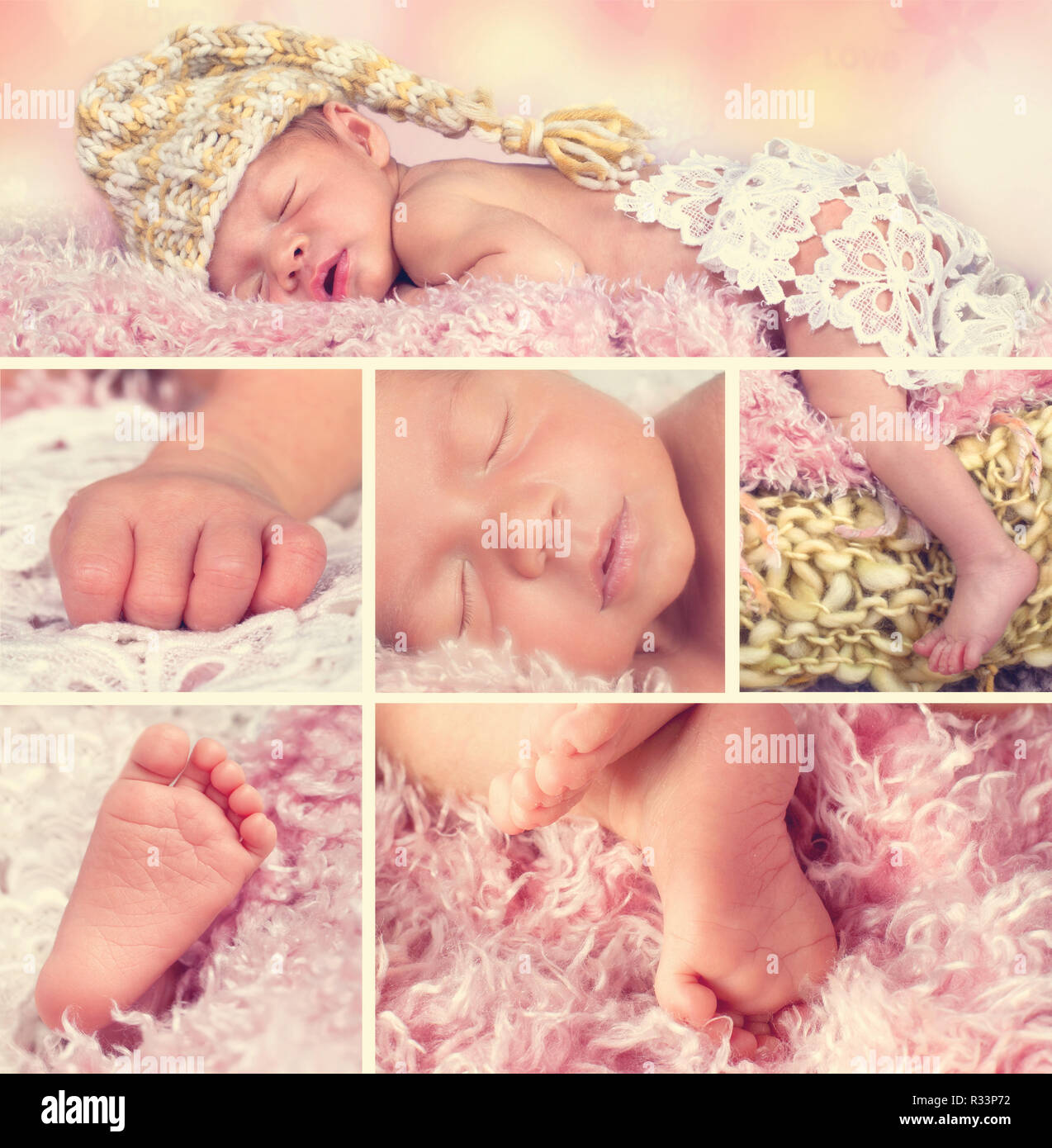 collage newborn baby Stock Photo