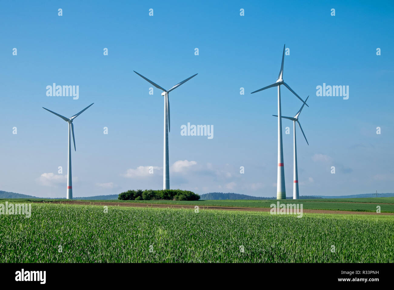 wind turbines and blue sky Stock Photo - Alamy