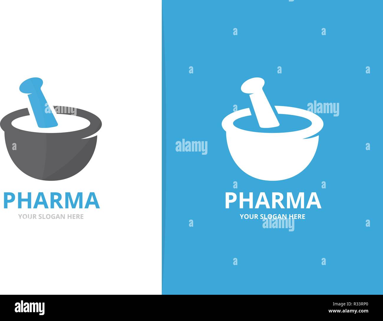 Vector pharmacy logo combination. Pounder symbol or icon. Unique mortar