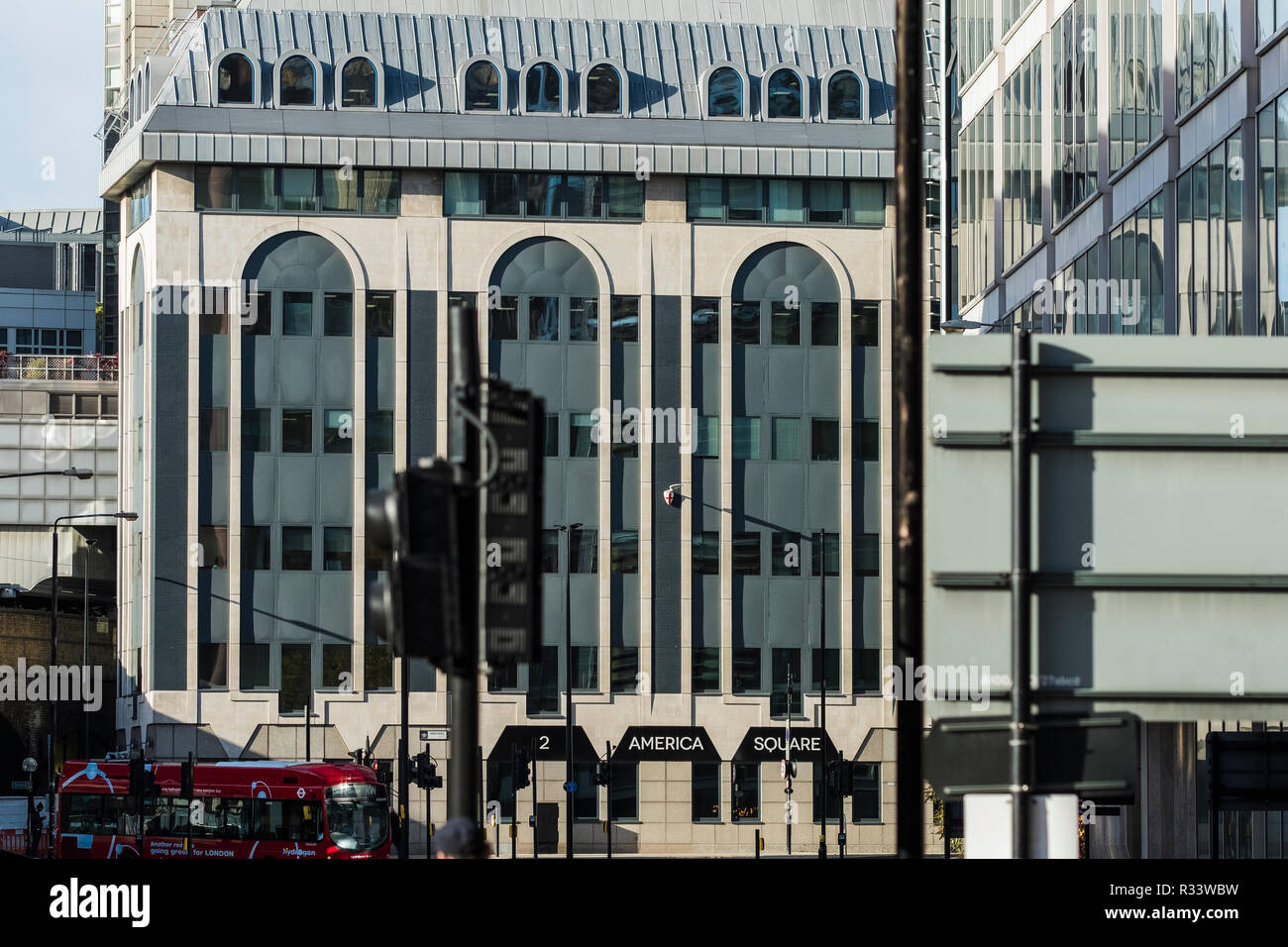 2 America Square office building, London, England, U.K. Stock Photo