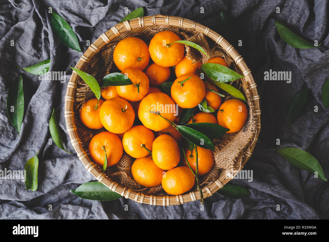 Fresh ripe mandarin fruits Stock Photo