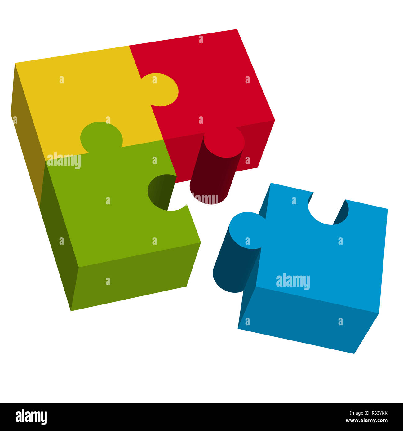 3d puzzle square with loose part Stock Photo - Alamy