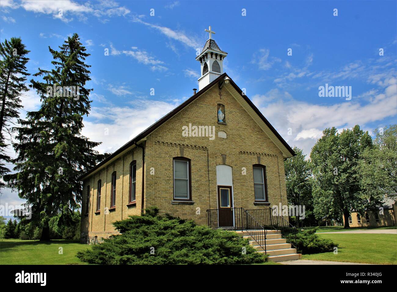 The old Catholic schoolhouse near Lucan, Ontario, Canada Stock Photo