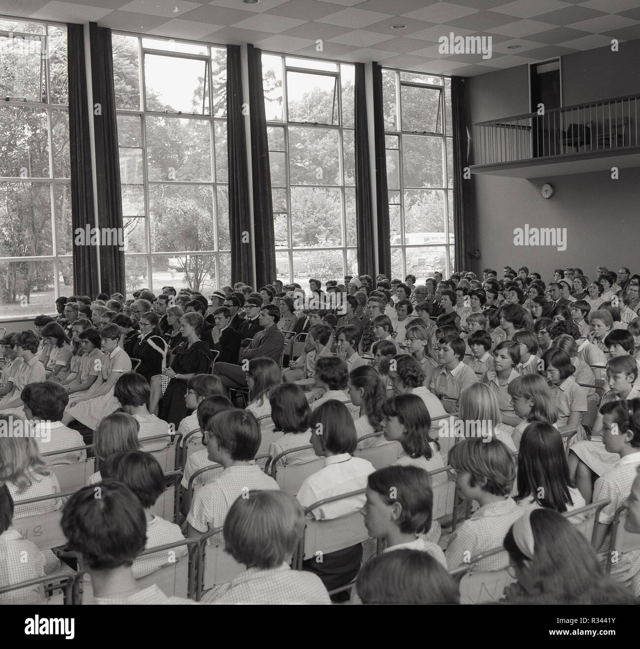 1967, school assembly Stock Photo - Alamy