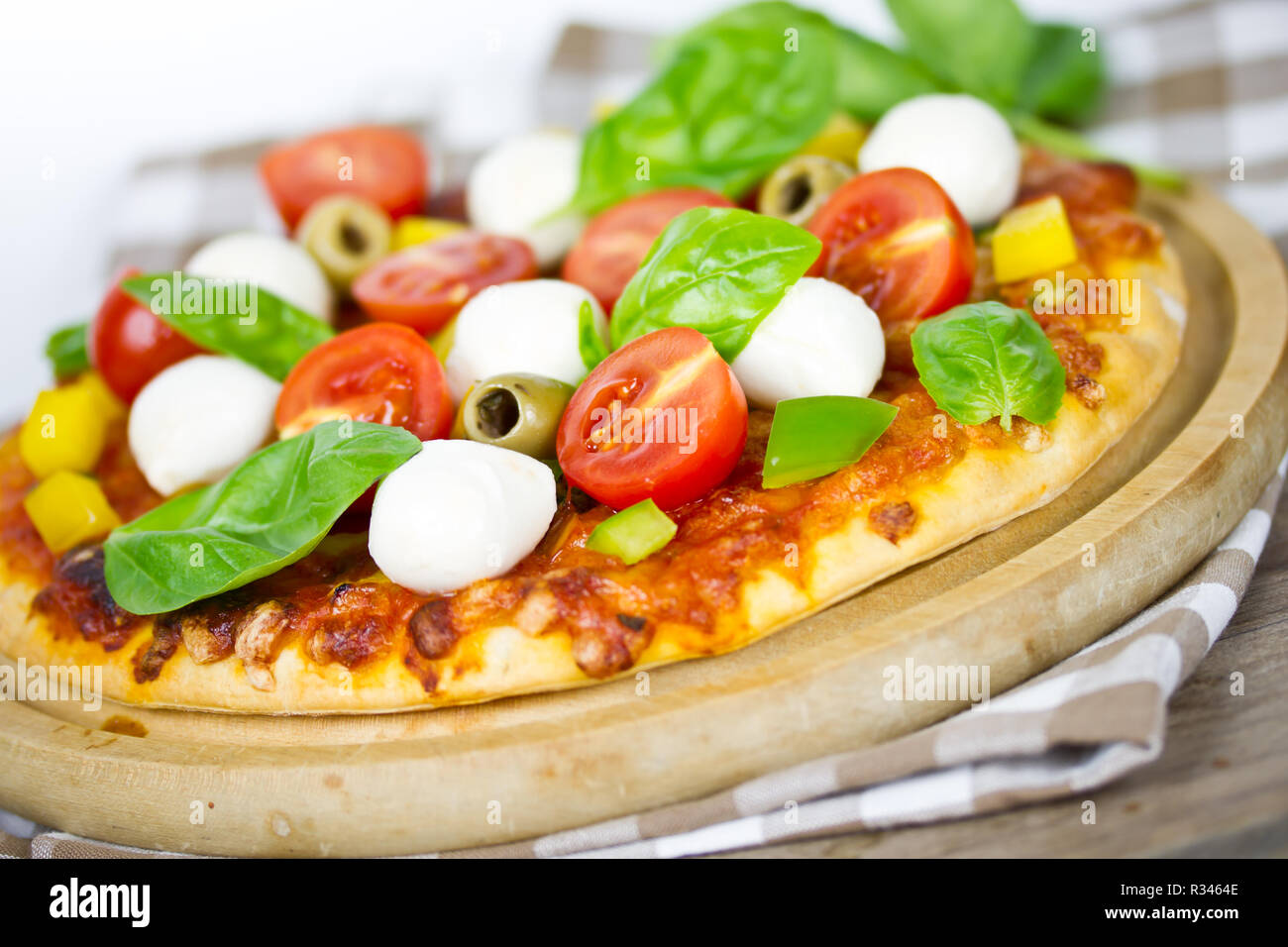 Rustic mozzarella cheese tomato tomatoes peppers hi-res stock ...