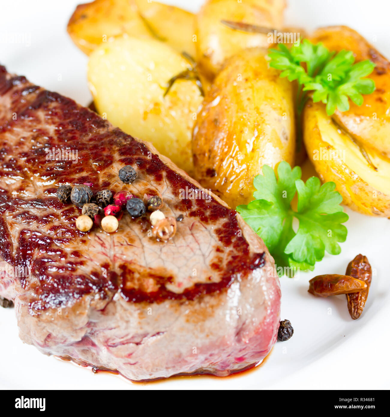 steak with potatoes Stock Photo - Alamy