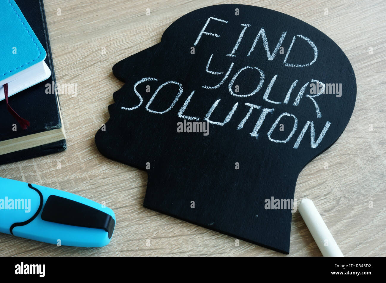 Find your solution written on head silhouette. Stock Photo