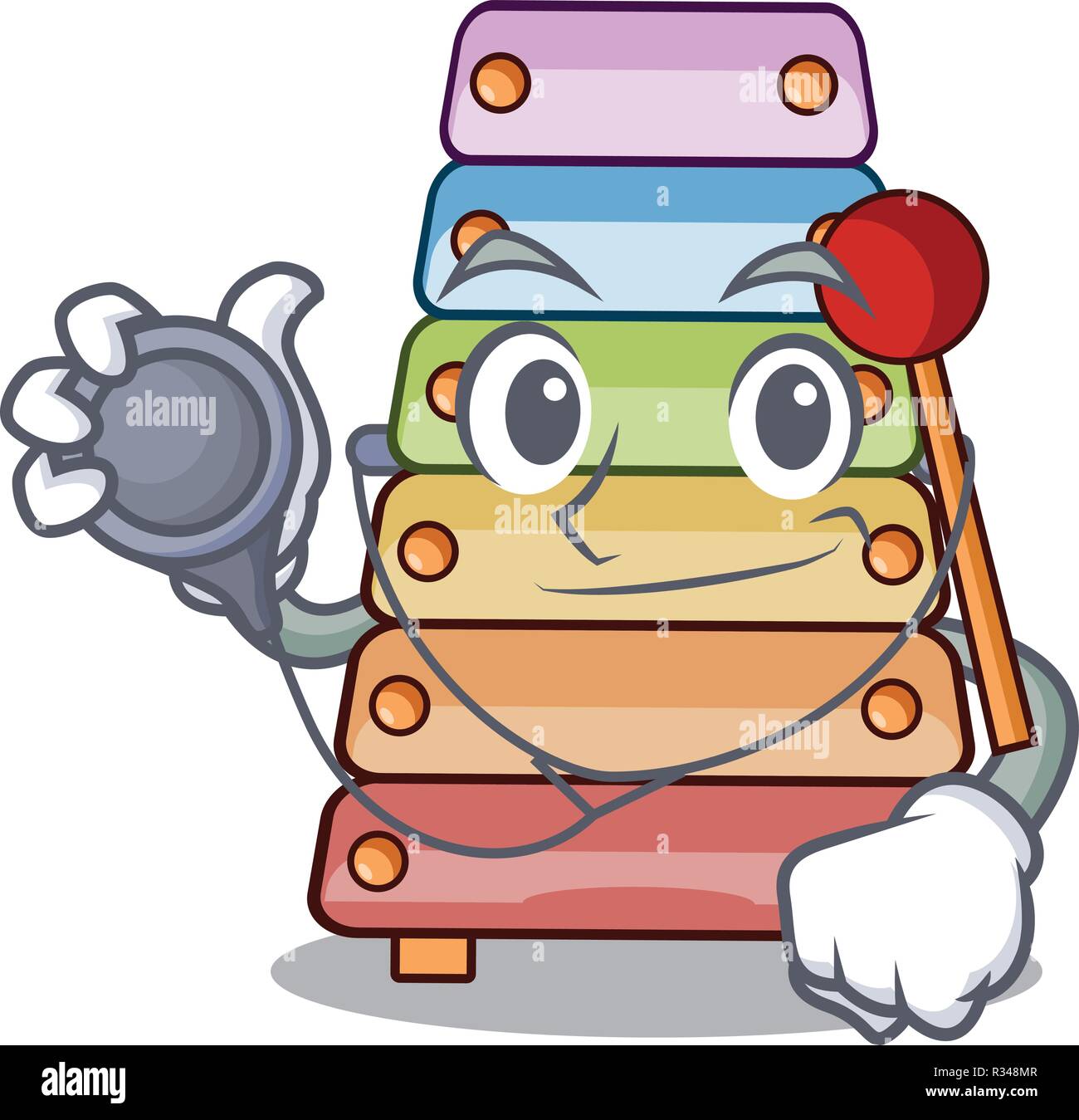 Doctor xylophone classic music sound sign cartoon Stock Vector Image