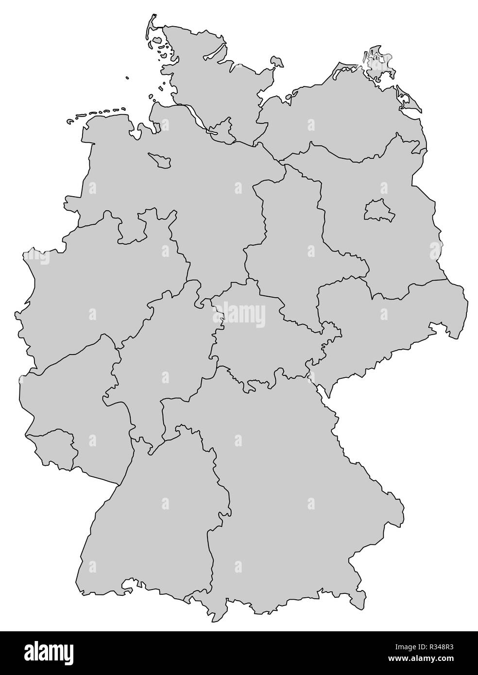 germany map - federal states gray Stock Photo