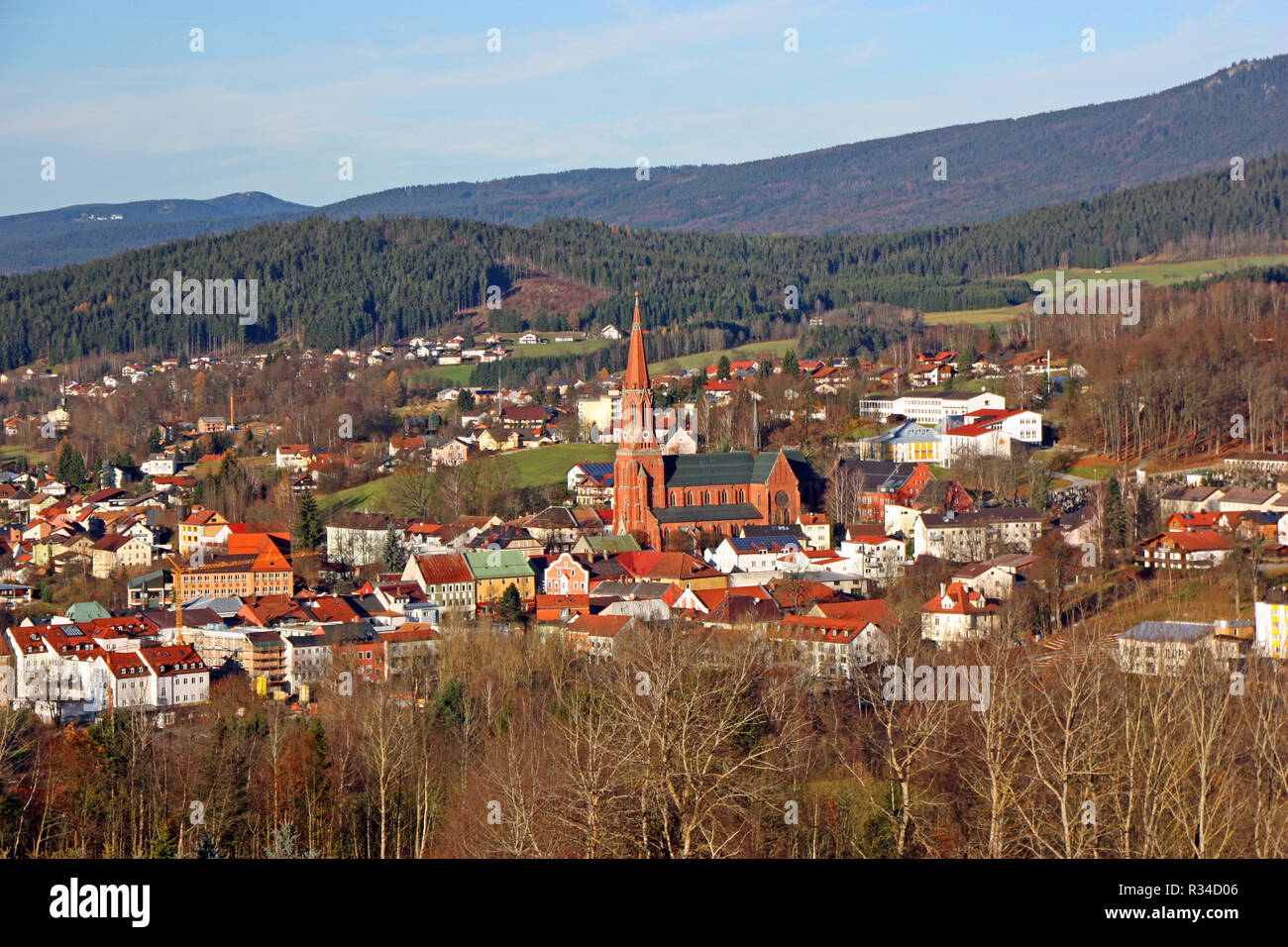 city zwiesel with cathedral of the bay. forest Stock Photo